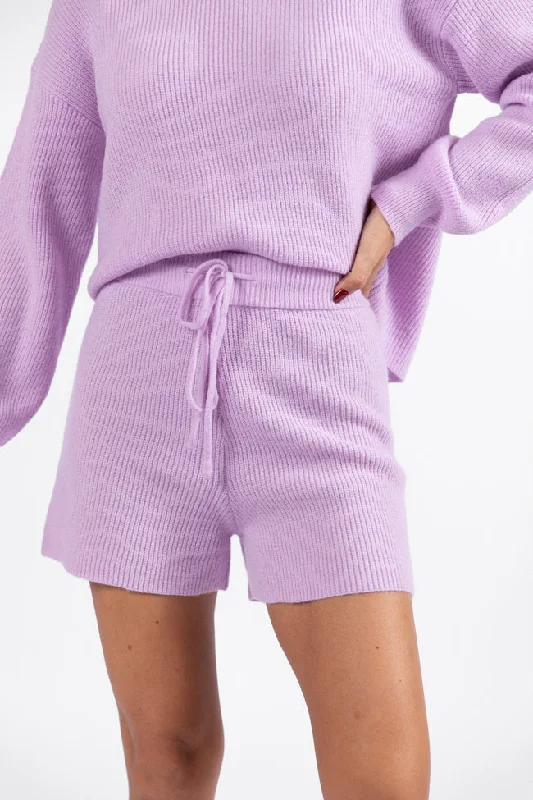 Cloud Chaser Lilac Sweater Knit Shorts