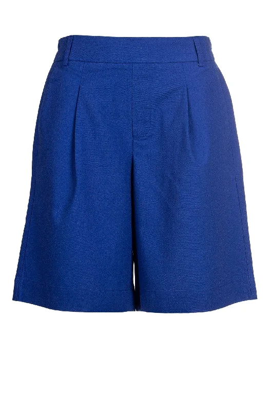 Cotton Linen Blend Shorts | MED BLUE | 6780A1